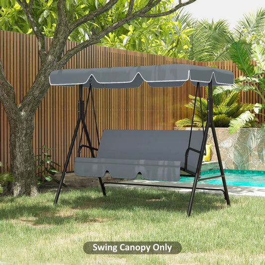 Outsunny Garden Swing Canopy Replacement 2 Seater | Swing Seat Replacement Cover | UV50+ Sun Shade (Canopy Only) | Dark Grey - ALL4U RETAILER LTD