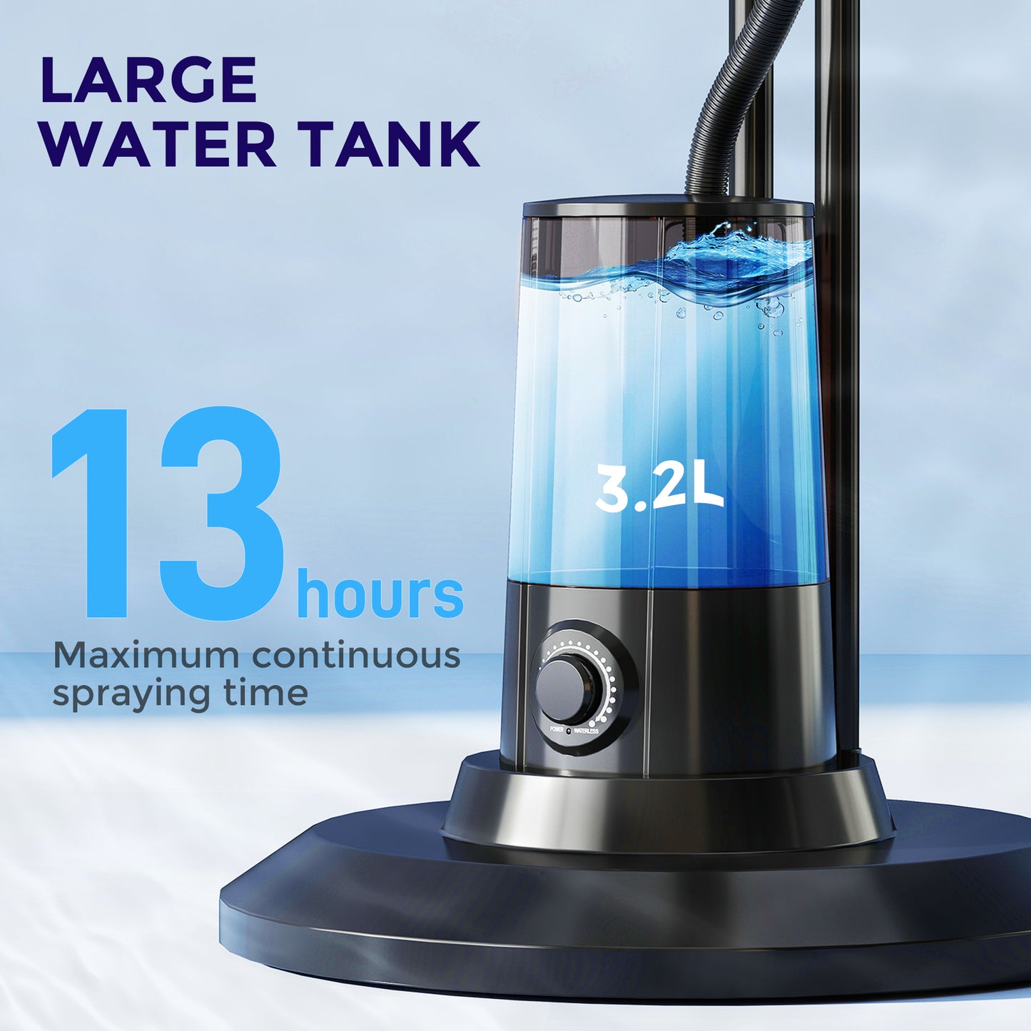 Homcom Pedestal Misting Fan With Water Spray 70 Degree Oscillation Tilt Head 3 Speeds 3 Modes Adjustable Mist 3.2L Tank