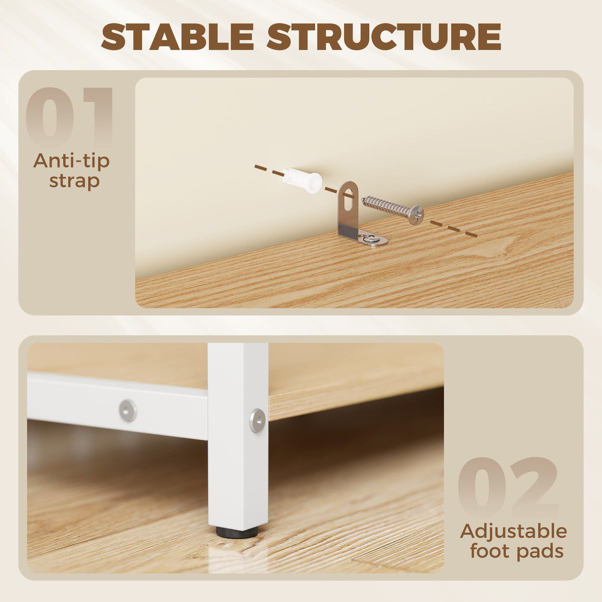 Homcom Kitchen Storage Rack With USB Outlet Drawer Oak White