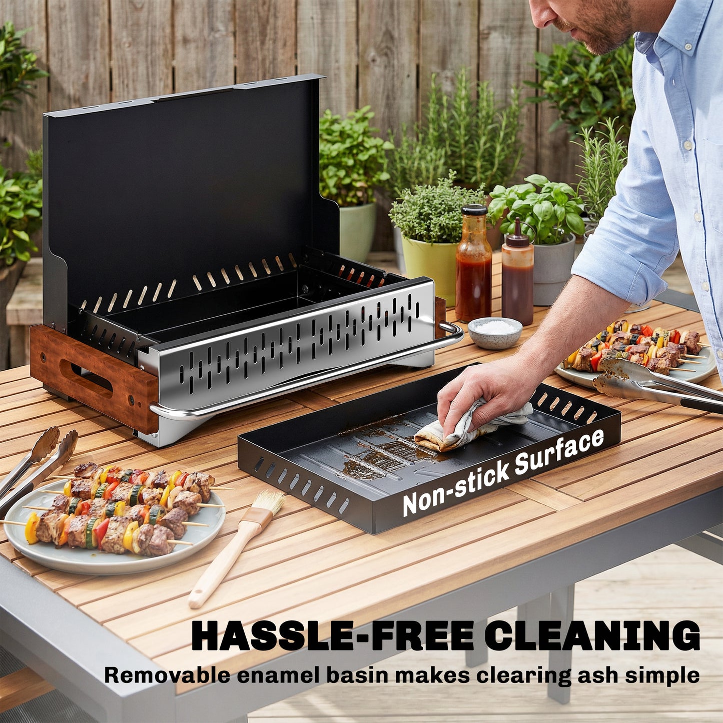 Outsunny Portable Folding Charcoal Barbecue Grill With Removable Charcoal Basin For Camping Picnic Garden Party Black