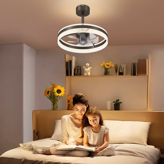 HOMCOM Ceiling Fan With LED Light And Remote Black Copper DC Motor Six Speeds Breeze Mode