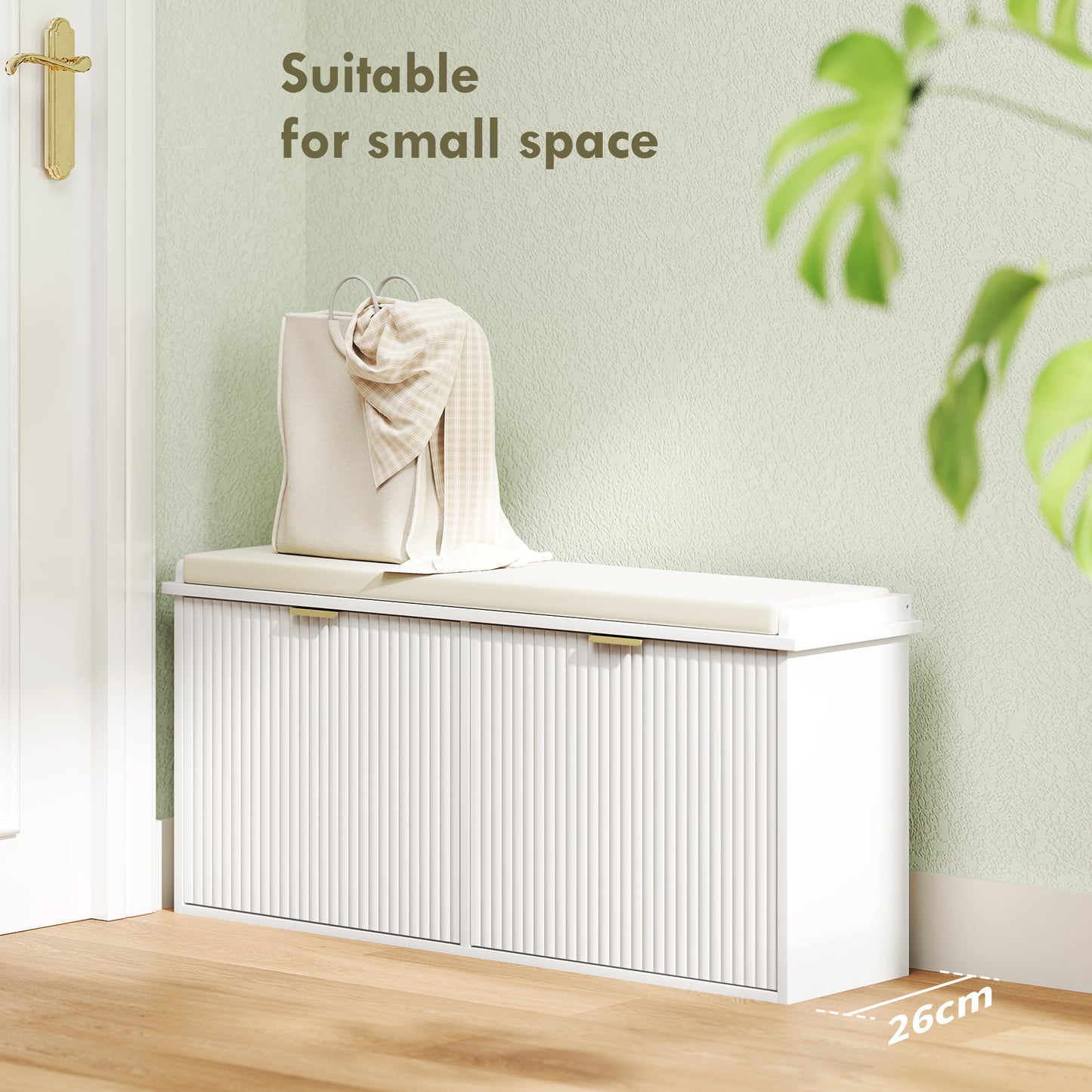 HOMCOM White Shoe Bench With Top Seat And Flip Drawer 240 Kg Capacity Linen Feel Cushion