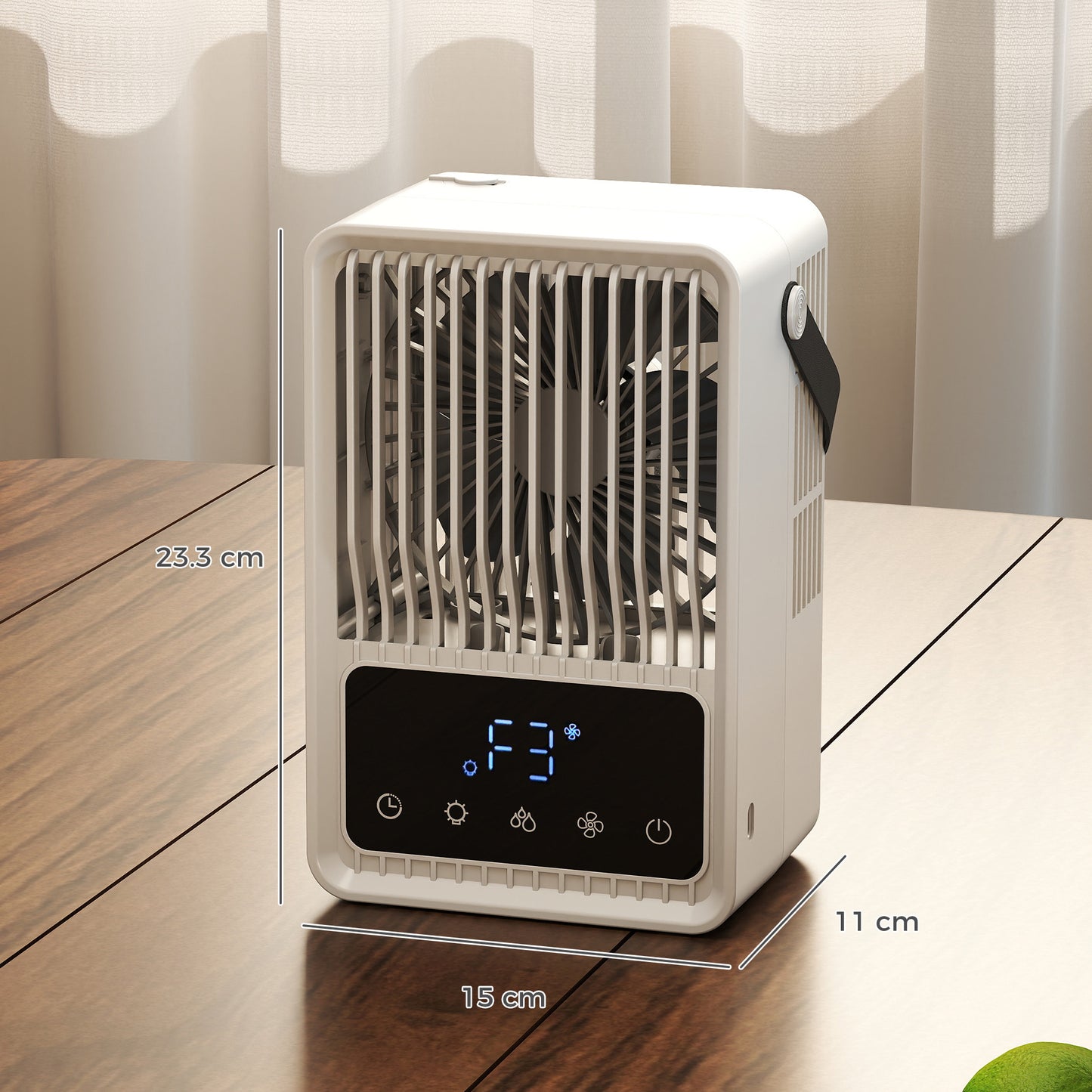 HOMCOM Portable Air Conditioner 4 in 1 Mini Air Cooler with 3 Wind Speeds 2 Mist Modes 7 Colour RGB Light Black