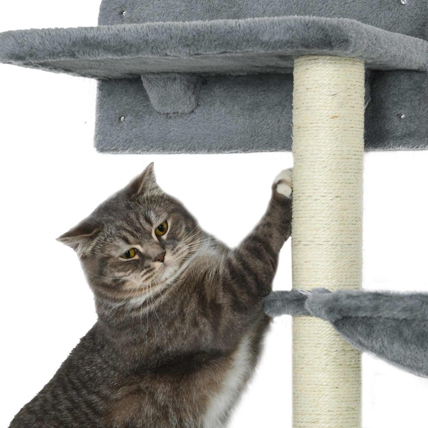 PawHut Wall-Mounted Cat Tree: Grey - ALL4U RETAILER LTD