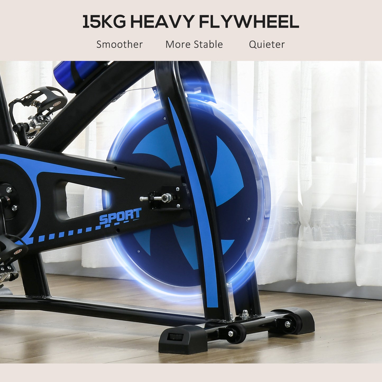 SPORTNOW Indoor Cycling Bike with Adjustable Features for Home Gym Fitness, Blue - ALL4U RETAILER LTD