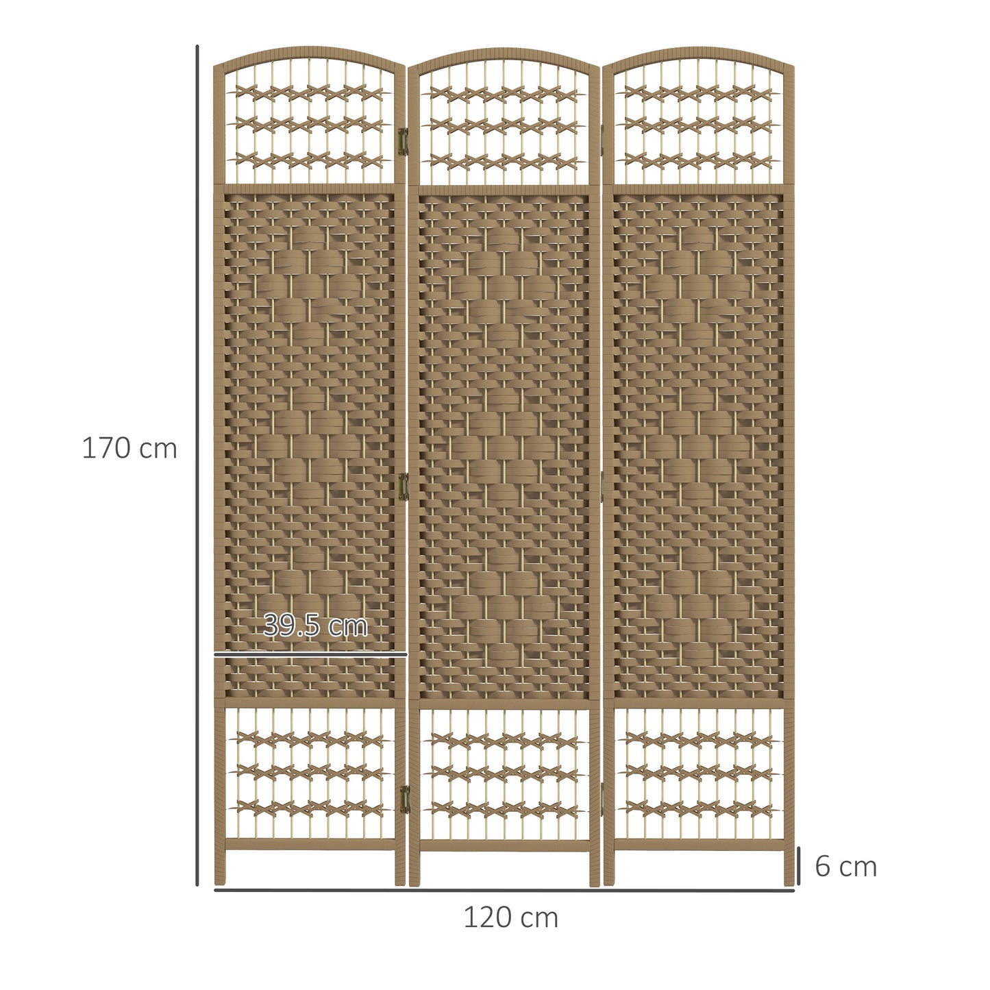 HOMCOM 3 Panel Folding Room Divider Privacy Screen Freestanding Paravent Partition Natural Wood