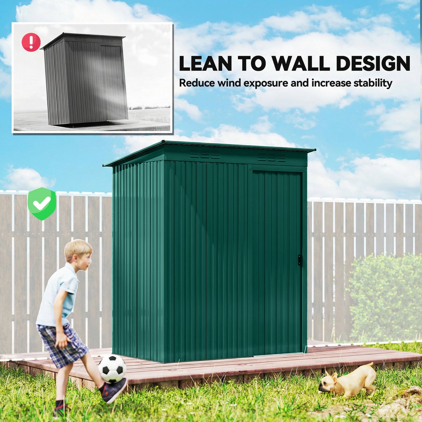 Outsunny 5x3.5ft Metal Garden Storage Shed With Easy Assembly And 2 Pairs Of Gloves Waterproof Outdoor Shed Green