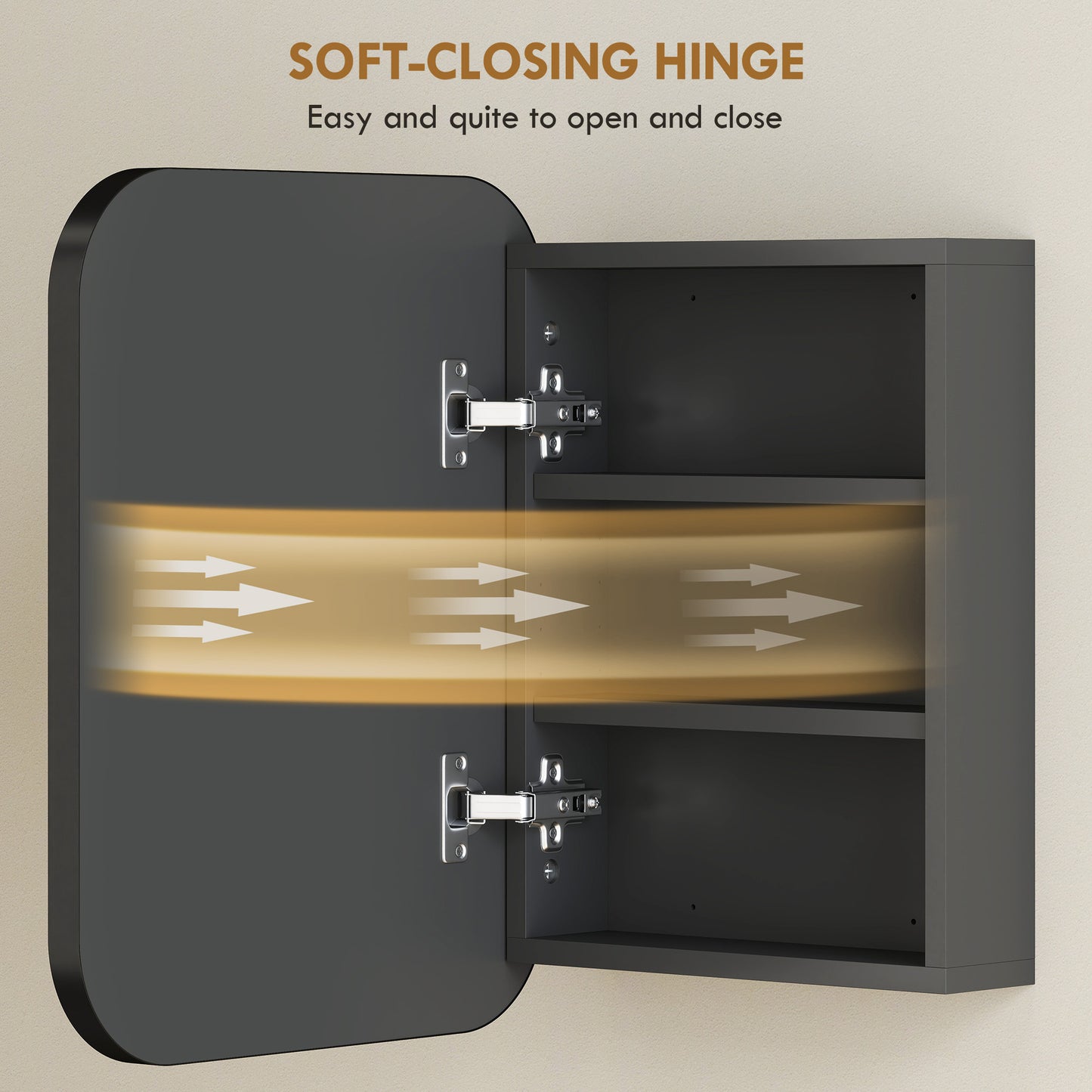 HOMCOM Bathroom Medicine Cabinet With Mirror Black Wall Cabinet Soft Close Hinges Adjustable Shelves