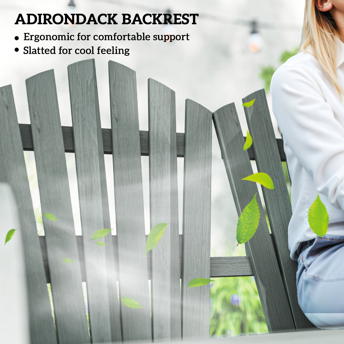 Outsunny Fir Wood Love Seats With Wheel-Shaped Armrests Large Load-Bearing Outdoor Patio Grey