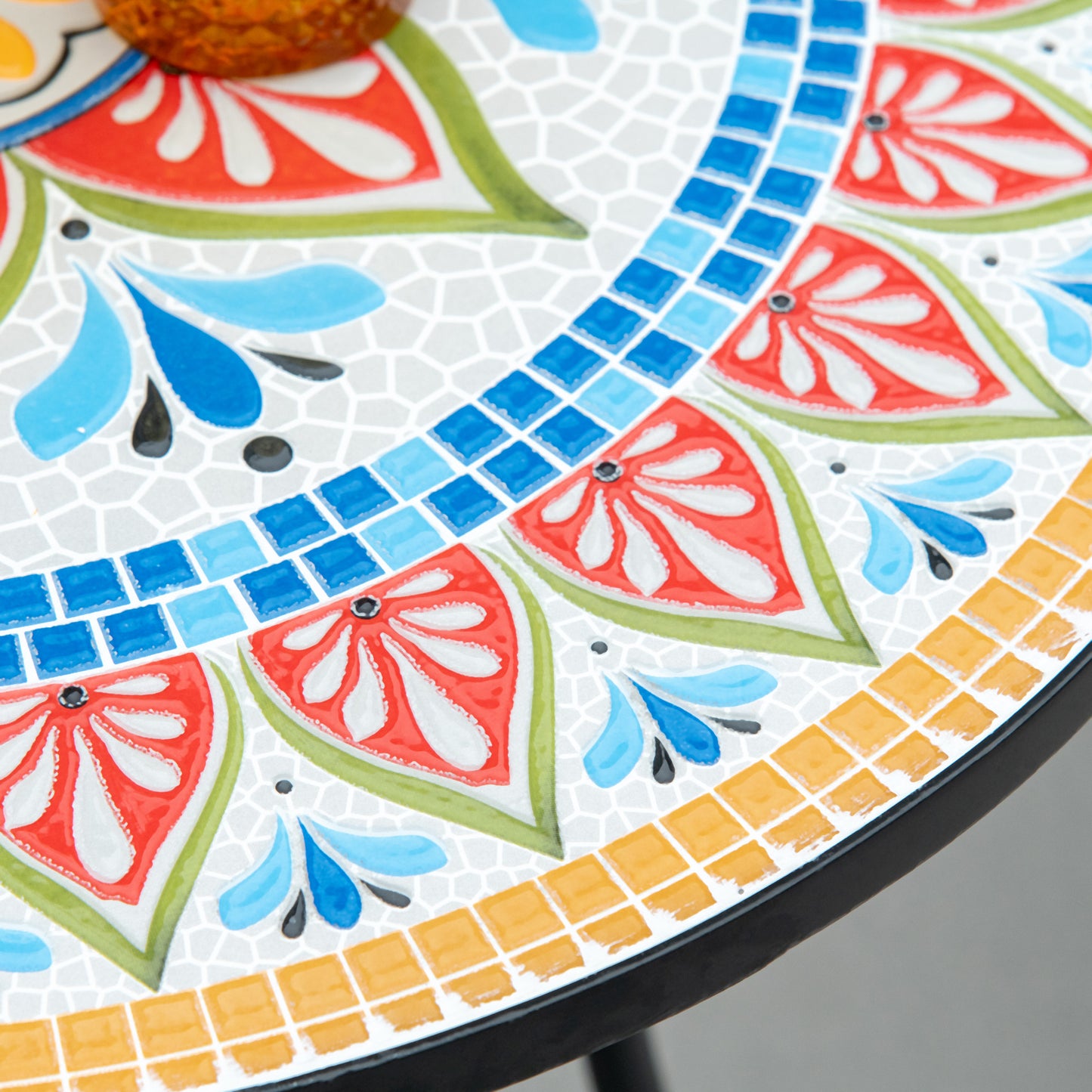 Outsunny Î¦60cm Mosaic Outdoor Patio Table - Red