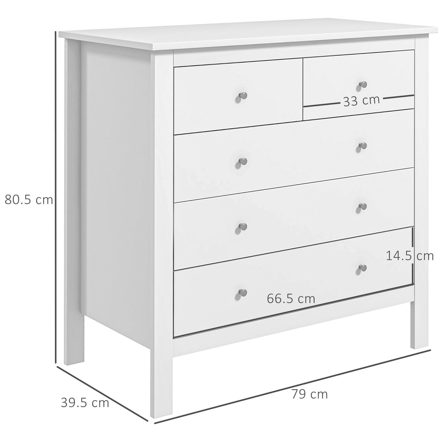 HOMCOM Modern Chest Of Drawers, 5 Drawer Unit Storage Chest for Bedroom - ALL4U RETAILER LTD