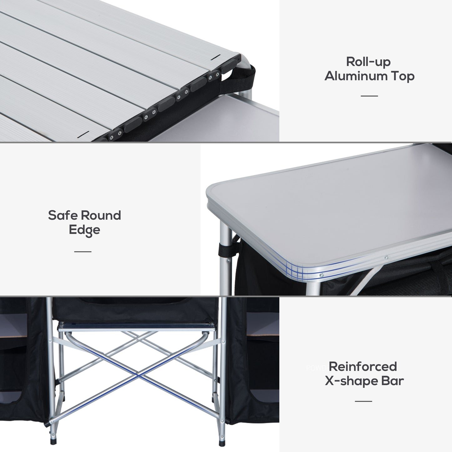 Outsunny Versatile Portable Folding Outdoor Kitchen Table with Windscreen and Ample Storage for Camping, BBQs, and Picnics - ALL4U RETAILER LTD