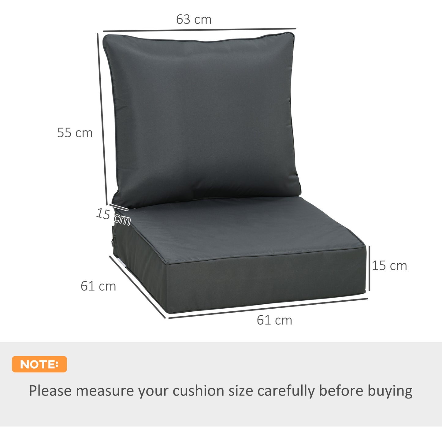 Outsunny Olefin Outdoor Chair Cushion Set - 4-Piece Fade Resistant Replacement for Rattan Sofas - ALL4U RETAILER LTD