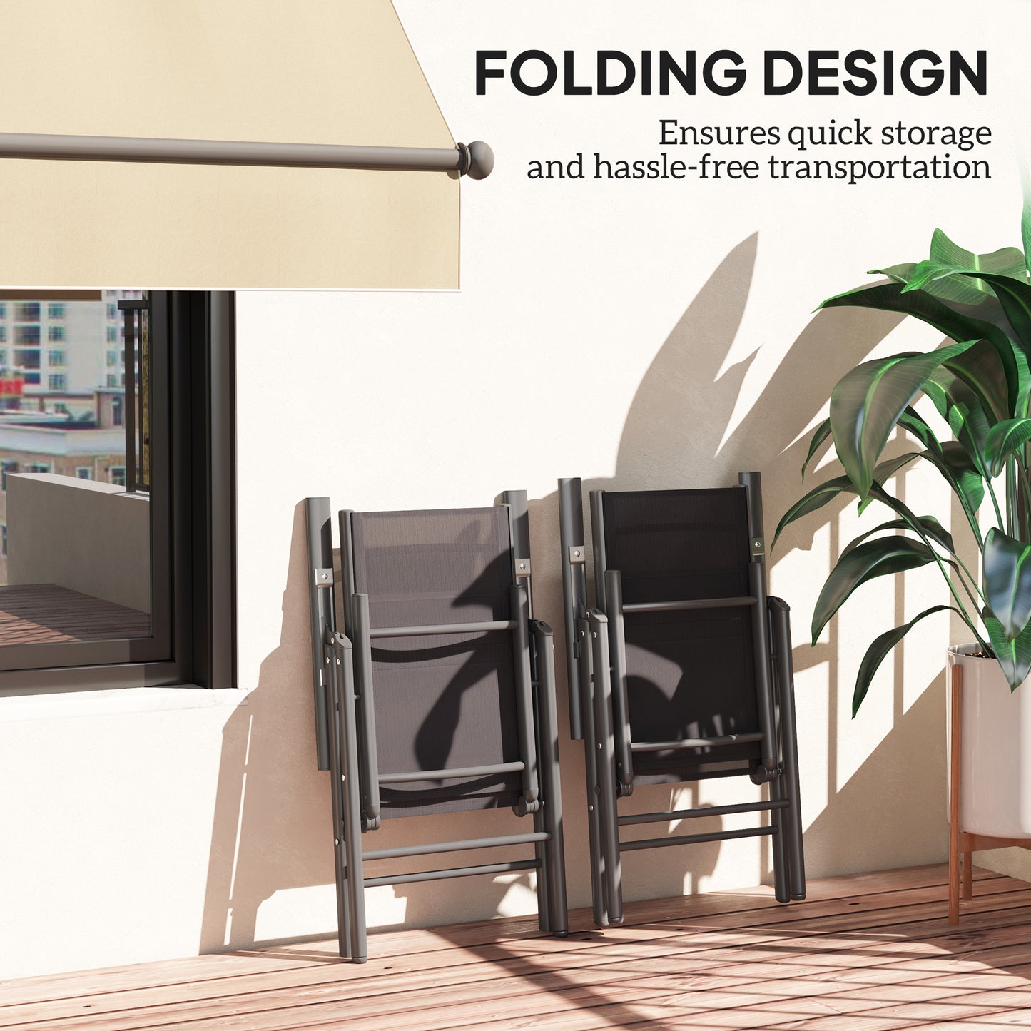 Outsunny 2 Pack Folding Garden Chairs With Aluminium Frame For Outdoor Use And Breathable Mesh Back And Seat