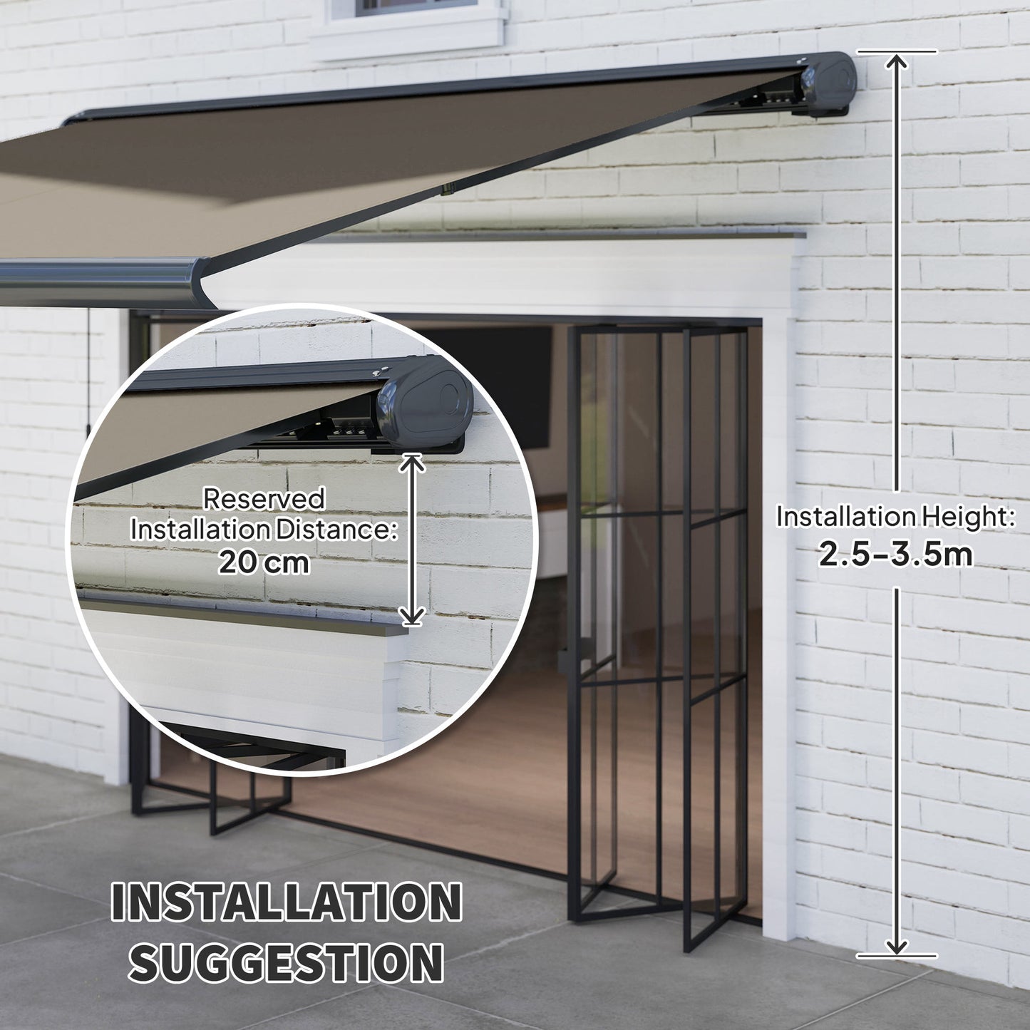 Outsunny 4x3m Full Cassette Electric Awning With Remote Control Aluminium Frame UPF50 Plus Sun Shade Canopy Light Grey