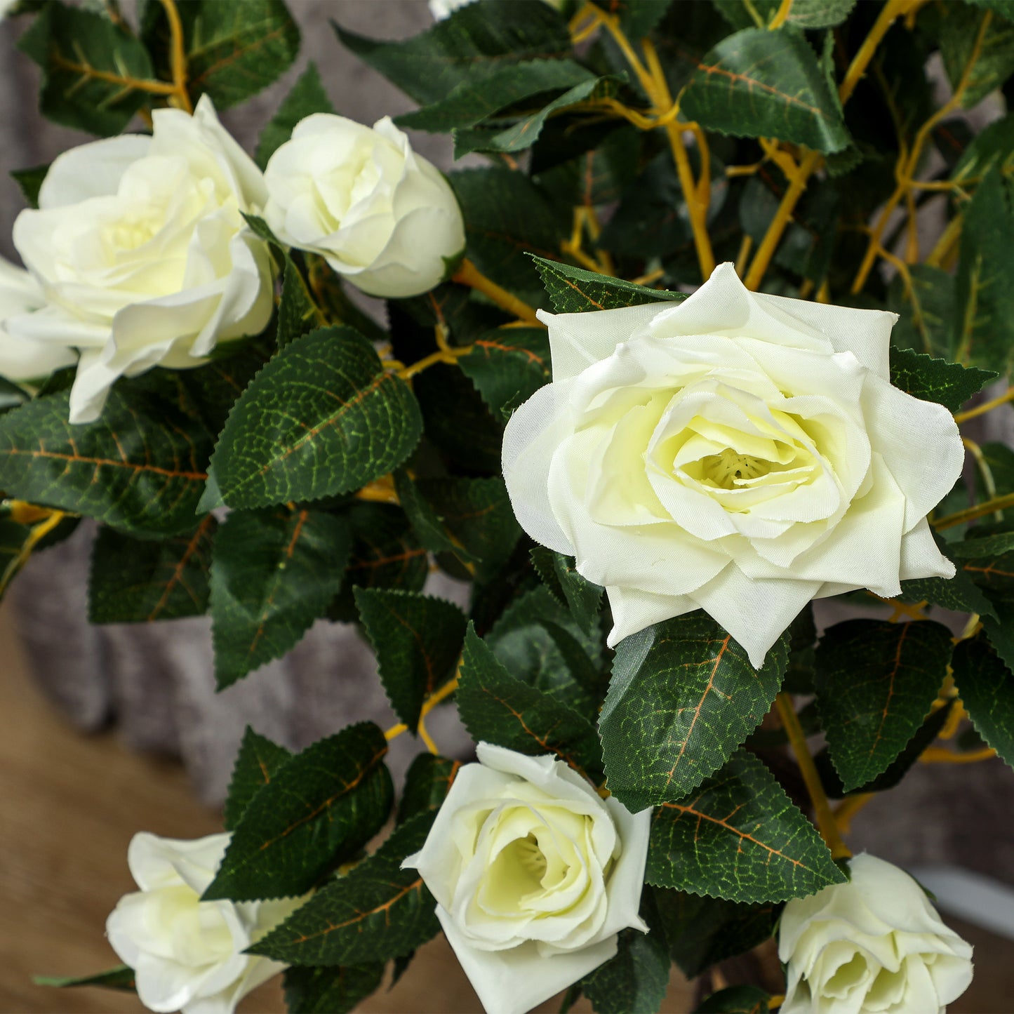Outsunny Set Of Two Faux Rose Trees In White For Indoor Decor Realistic Artificial Roses