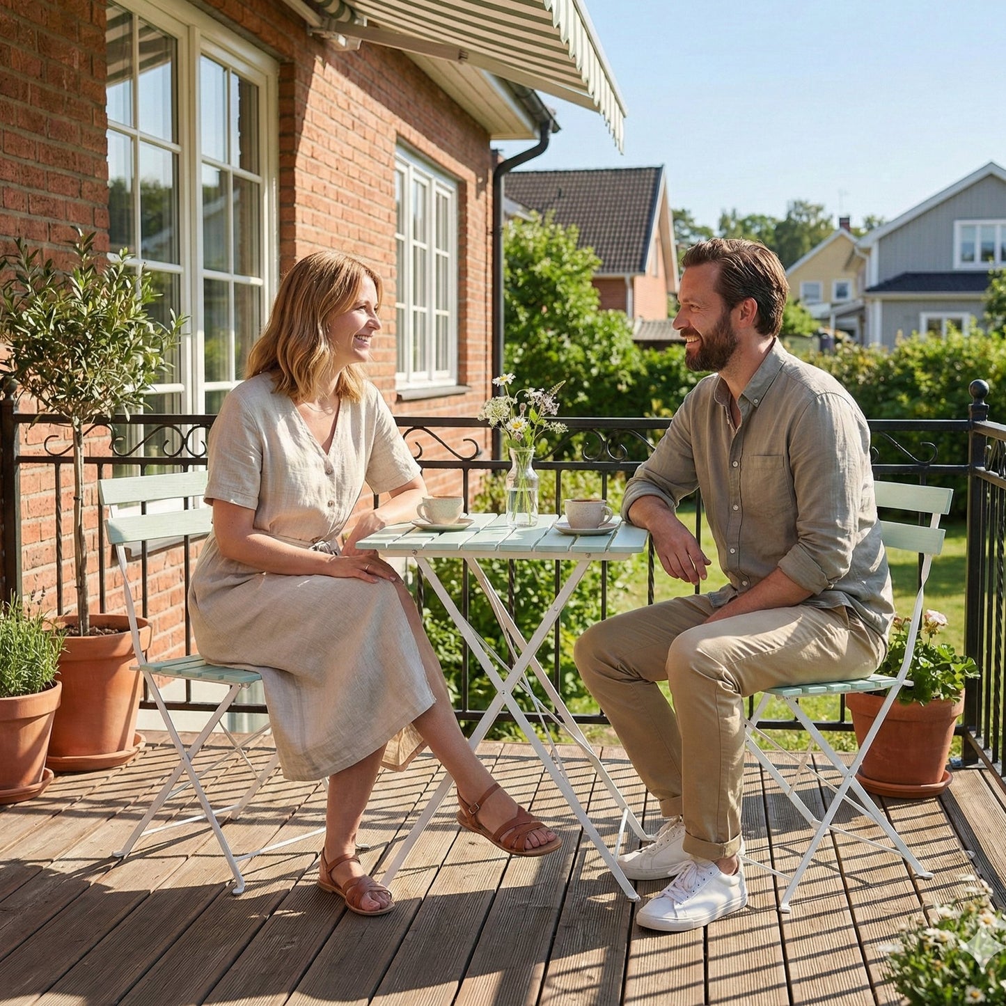 Outsunny Outdoor Folding Bistro Set With Table And Two Chairs For Two People Patio Balcony White And Green
