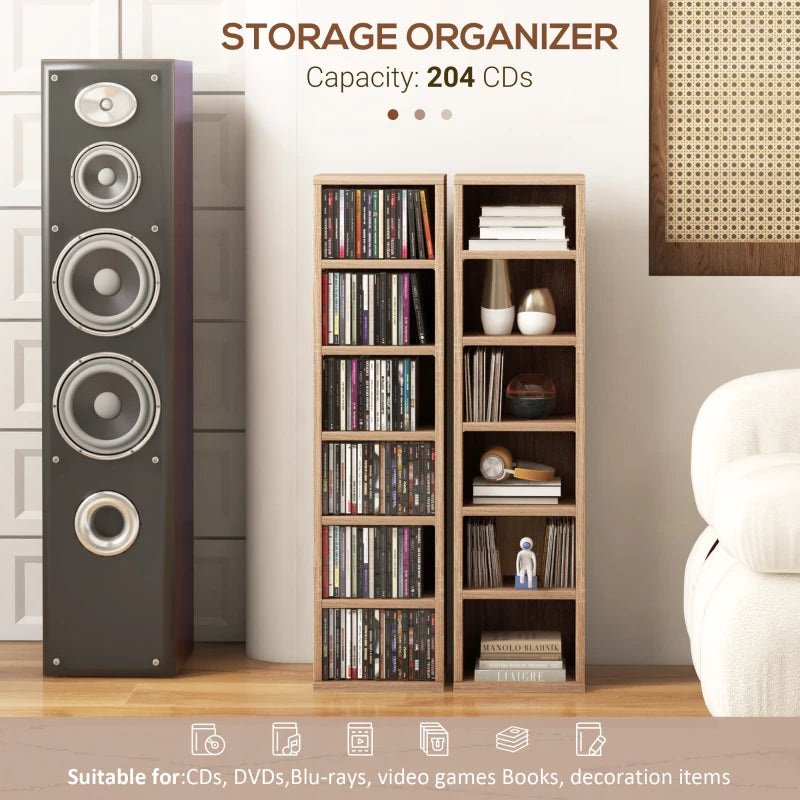 HOMCOM Set of 2 Wood-Effect CD Storage Units - Organize Your Collection Efficiently - ALL4U RETAILER LTD