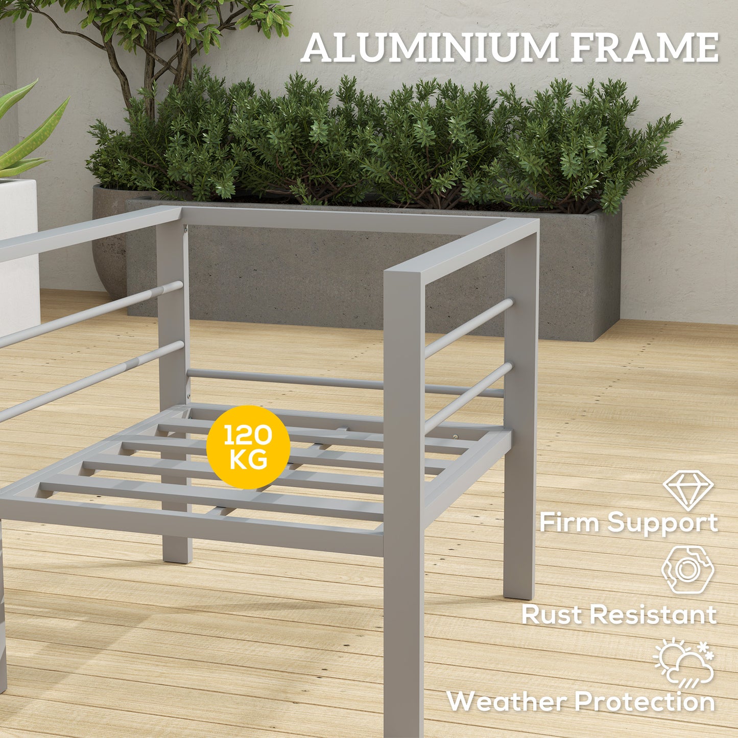 Outsunny Two Piece Garden Sofa Set All Weather With Removable Cushions Metal Frame Outdoor Furniture Charcoal Grey