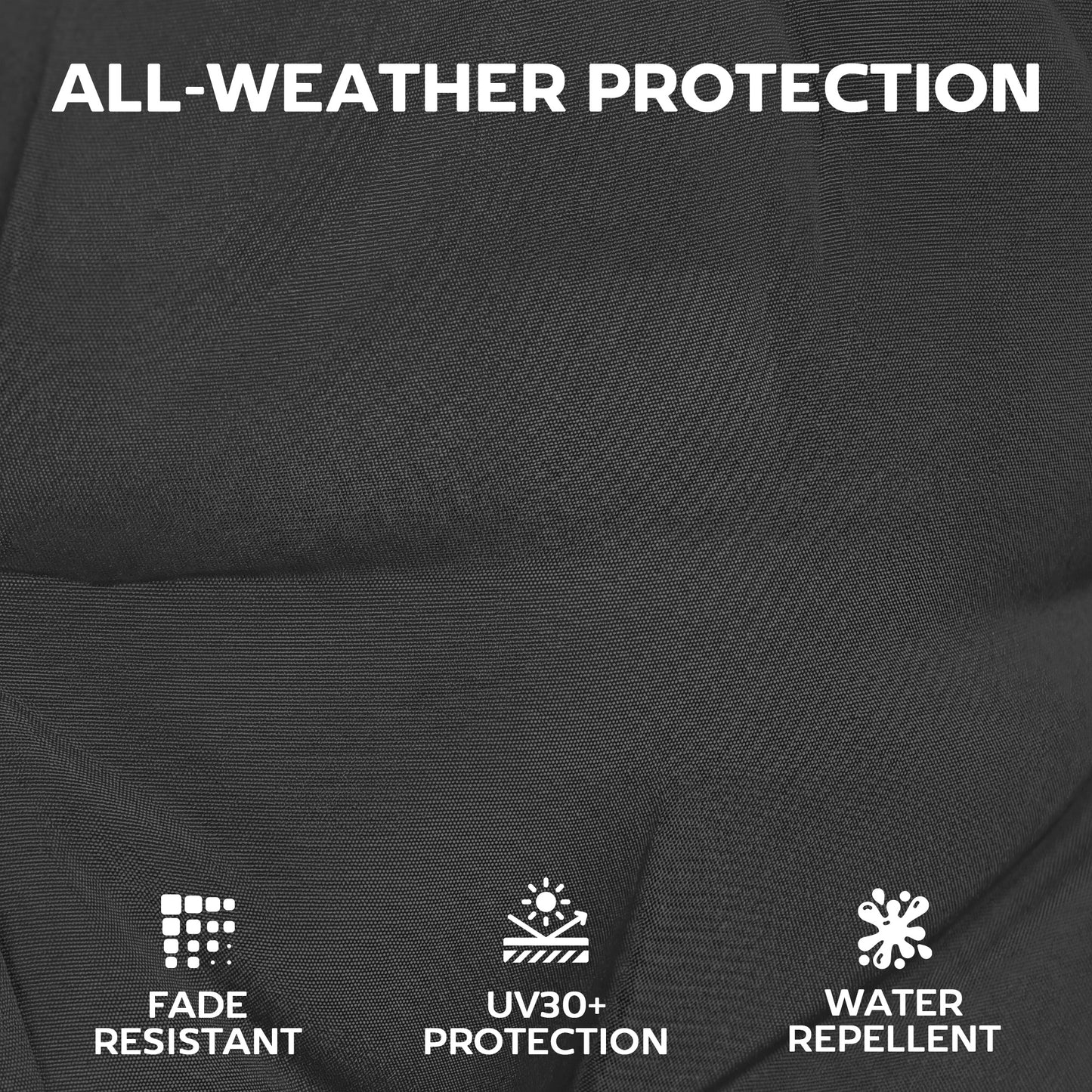 Outsunny Patio Chair Cushions Set of 4 Waterproof Non Slip Lounge Cushions 112x53 cm Black