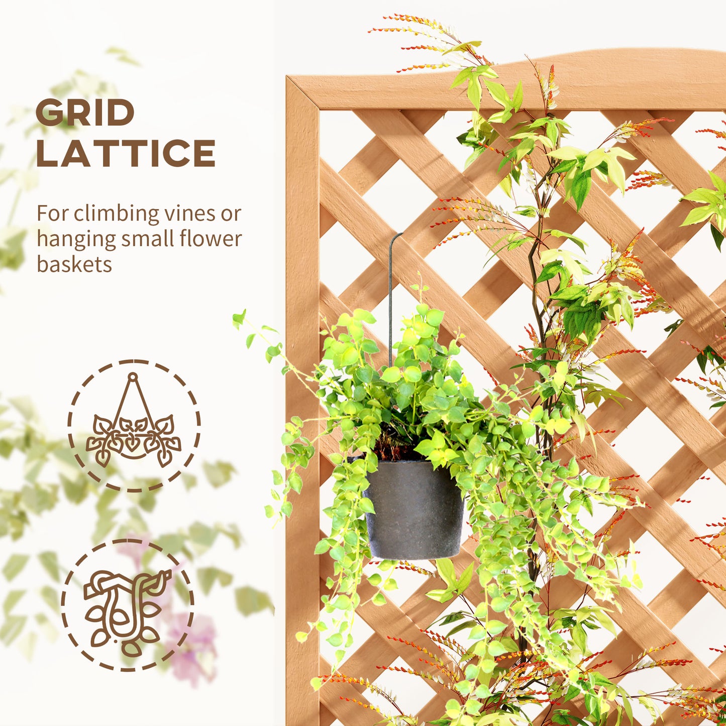 Outsunny Wooden Planter With Trellis Raised Bed Garden Planter Box For Climbing Plants 76 By 36 By 170 Cm Natural