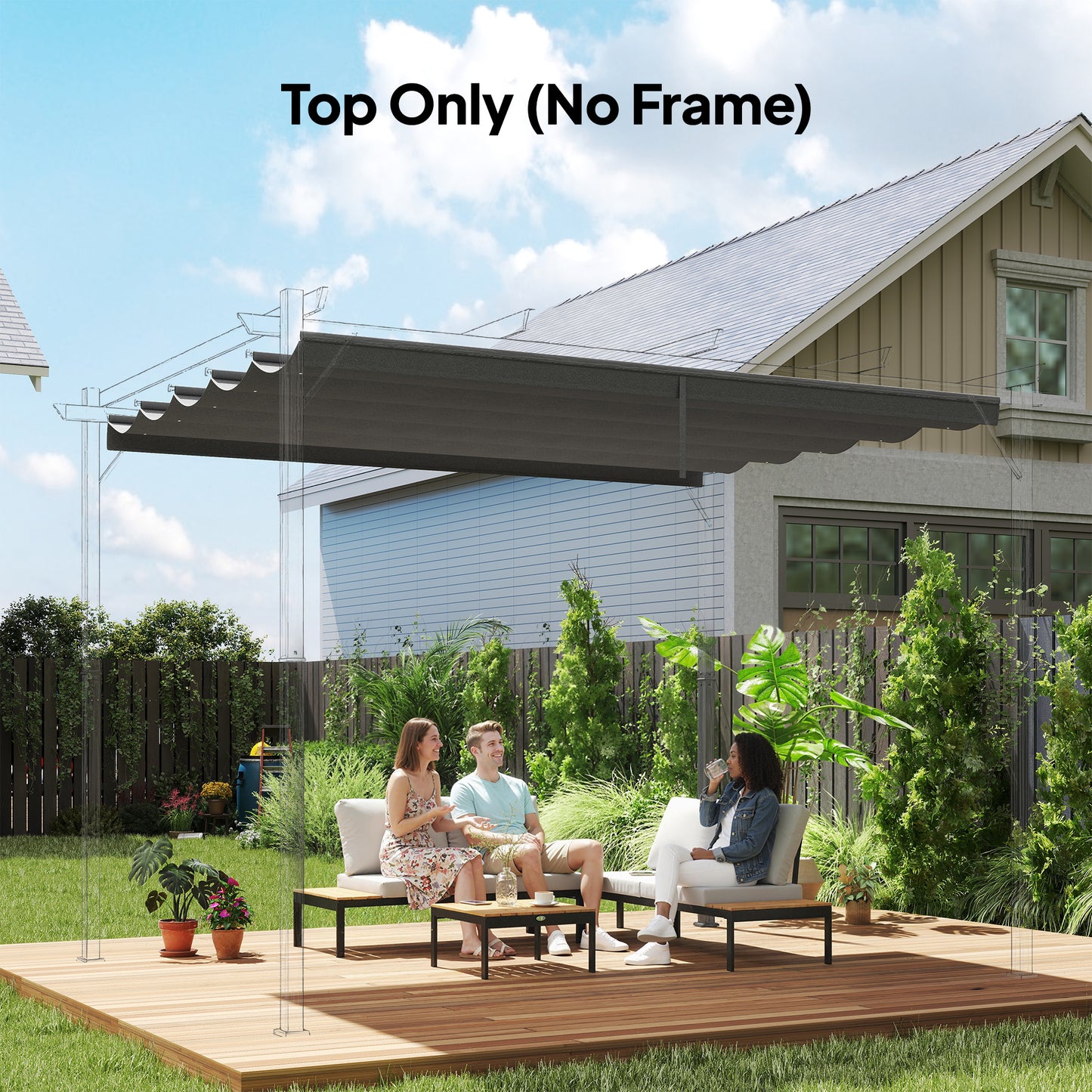 Outsunny Light Grey Replacement Canopy For 4 x 3 M Pergola Roof Top Only 3.5 x 2.6 M Polyester Weather Resistant Fabric