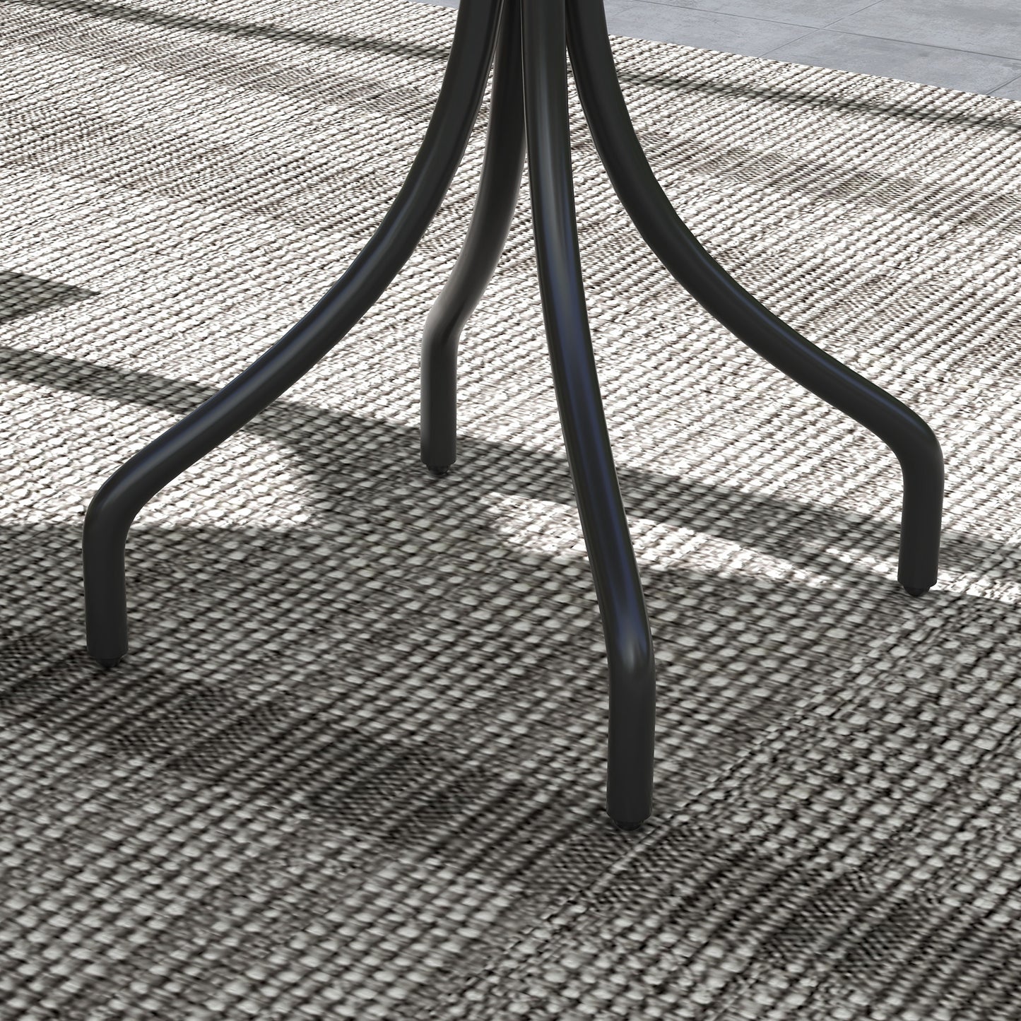 Outsunny 66cm Galvanised Steel Round Garden Table With Slatted Top Grey Powder Coated Frame
