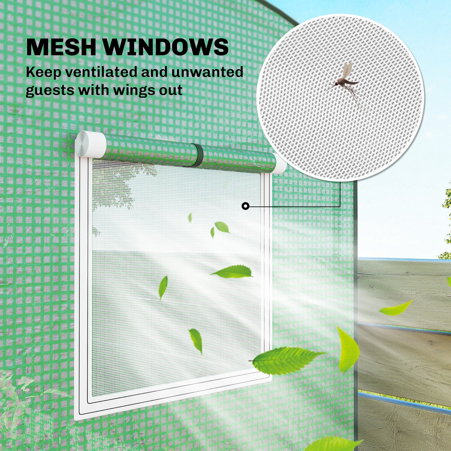 Outsunny Mini Greenhouse Garden Tomato Growhouse With Roll Up Door And 2 Mesh Windows PE Cover 200 x 75 x 188 Cm Green