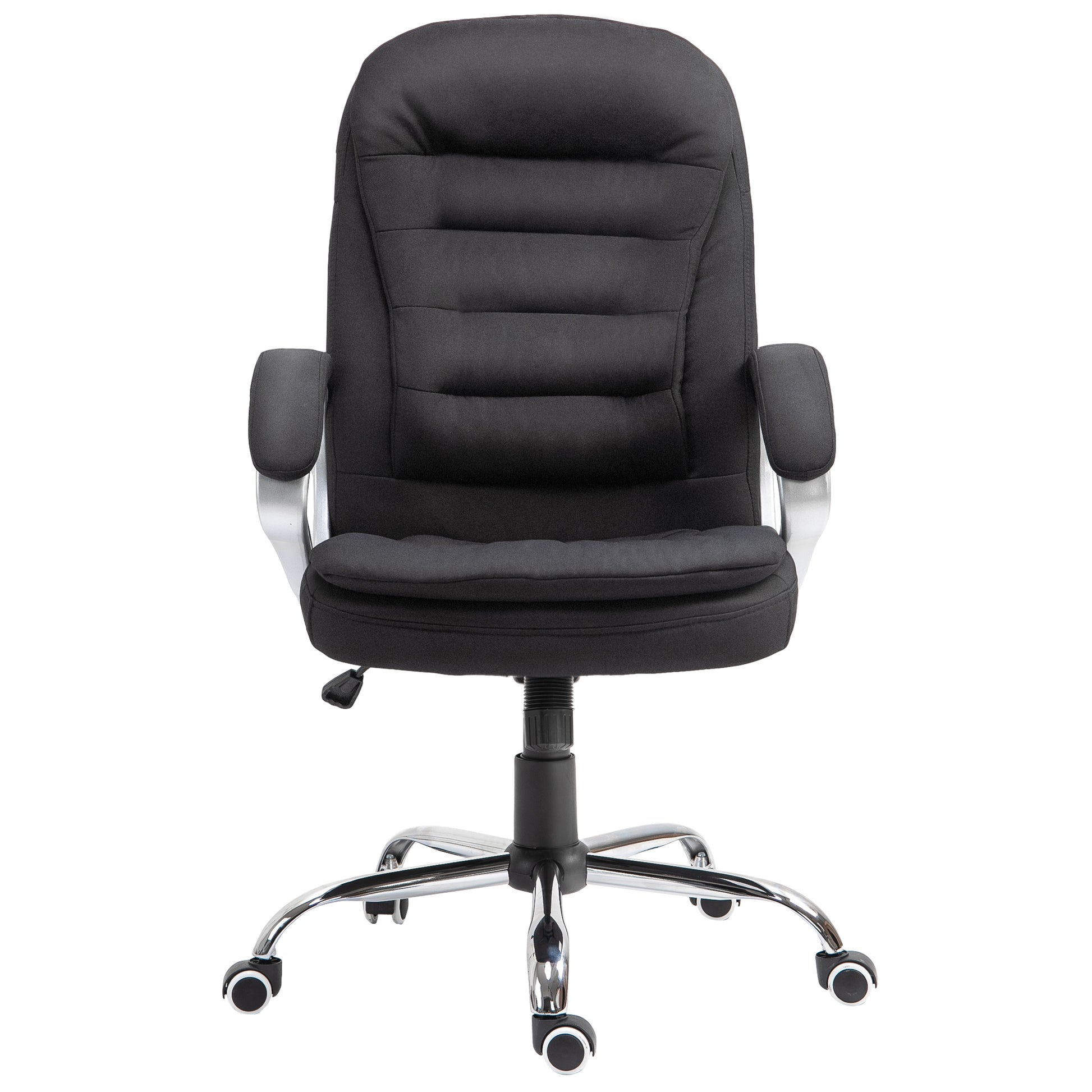 Vinsetto Adjustable Swivel Task Chair with Armrests and Linen Upholstery in Black for Home Office - ALL4U RETAILER LTD