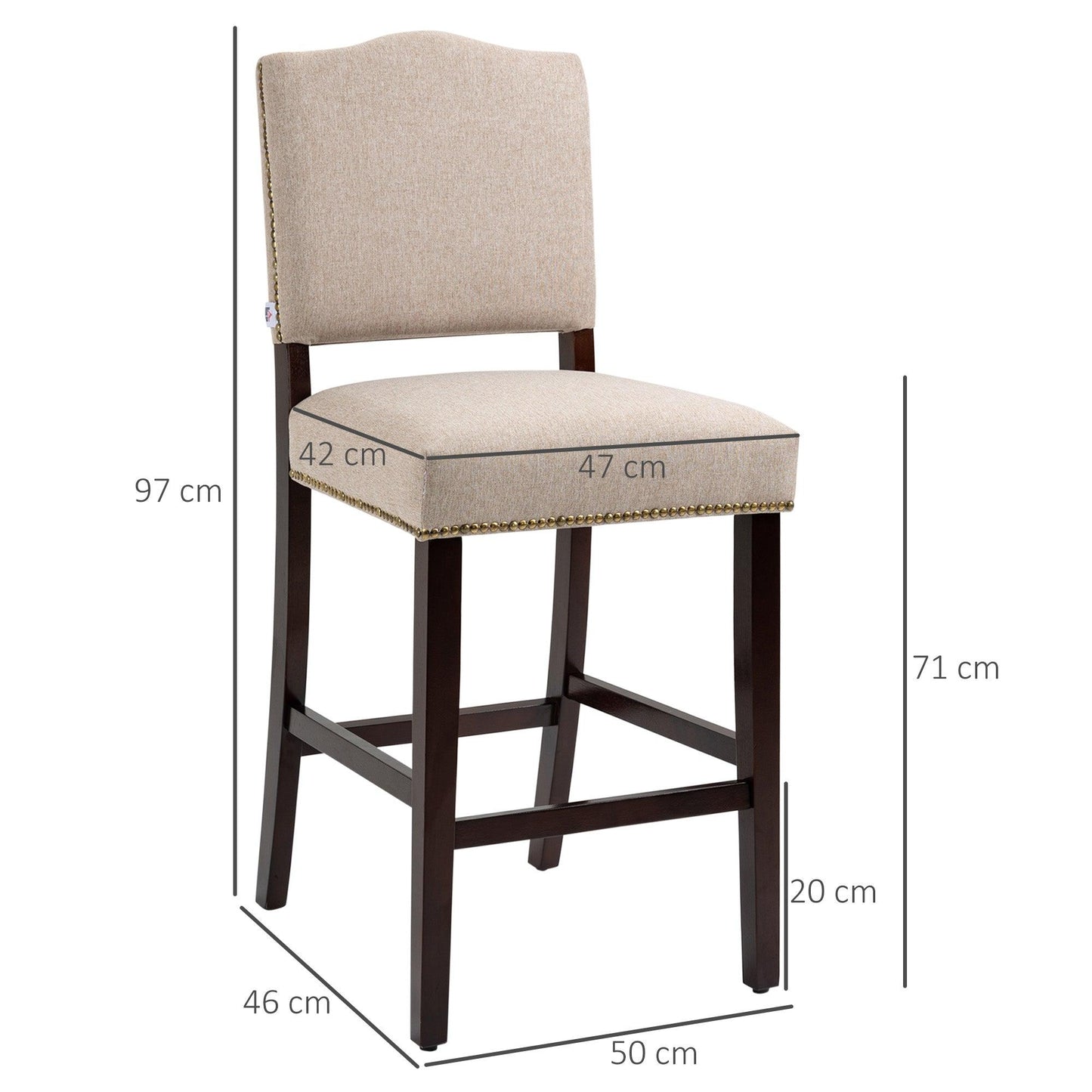 HOMCOM Modern Fabric Bar Stools Set of 2 - ALL4U RETAILER LTD