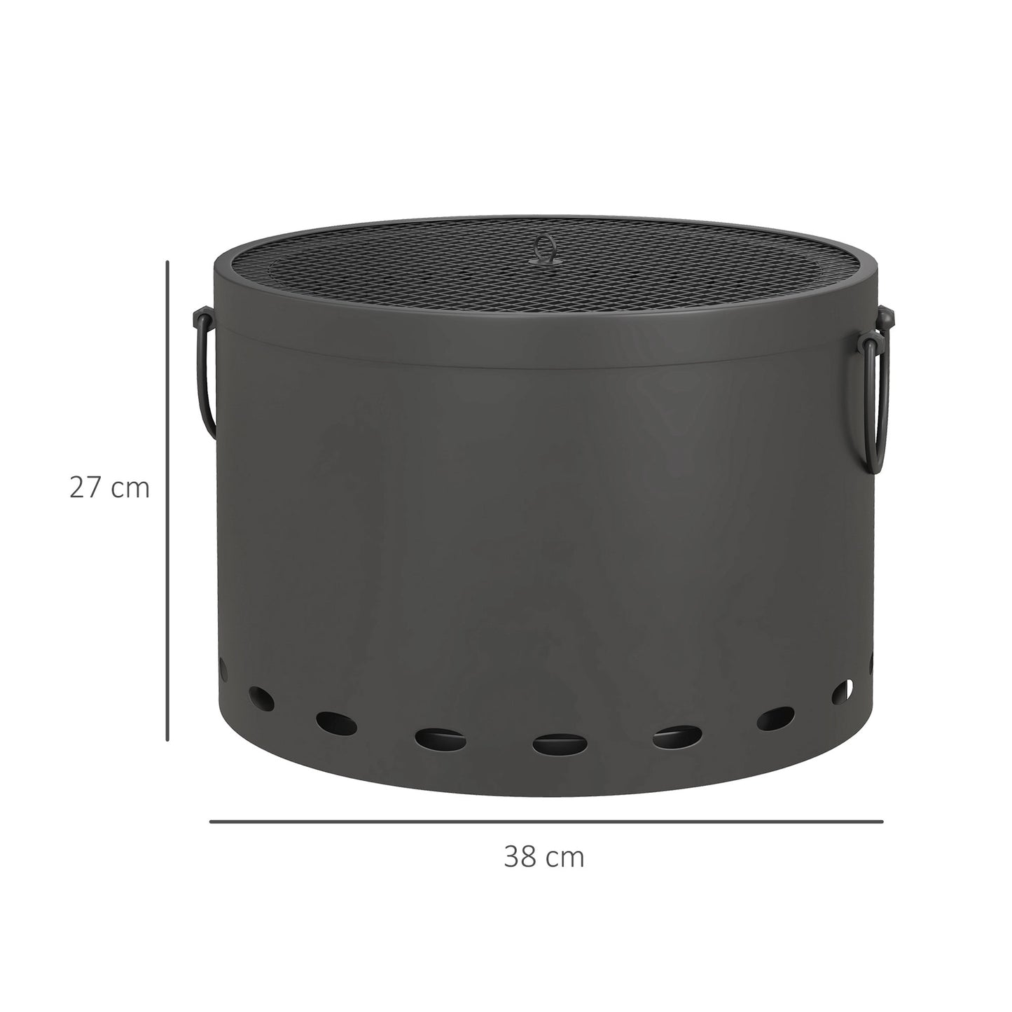 Outsunny Smokeless Fire Pit 38cm Portable Wood Burning Fire Pit With Spark Screen And Poker For Garden Patio Camping