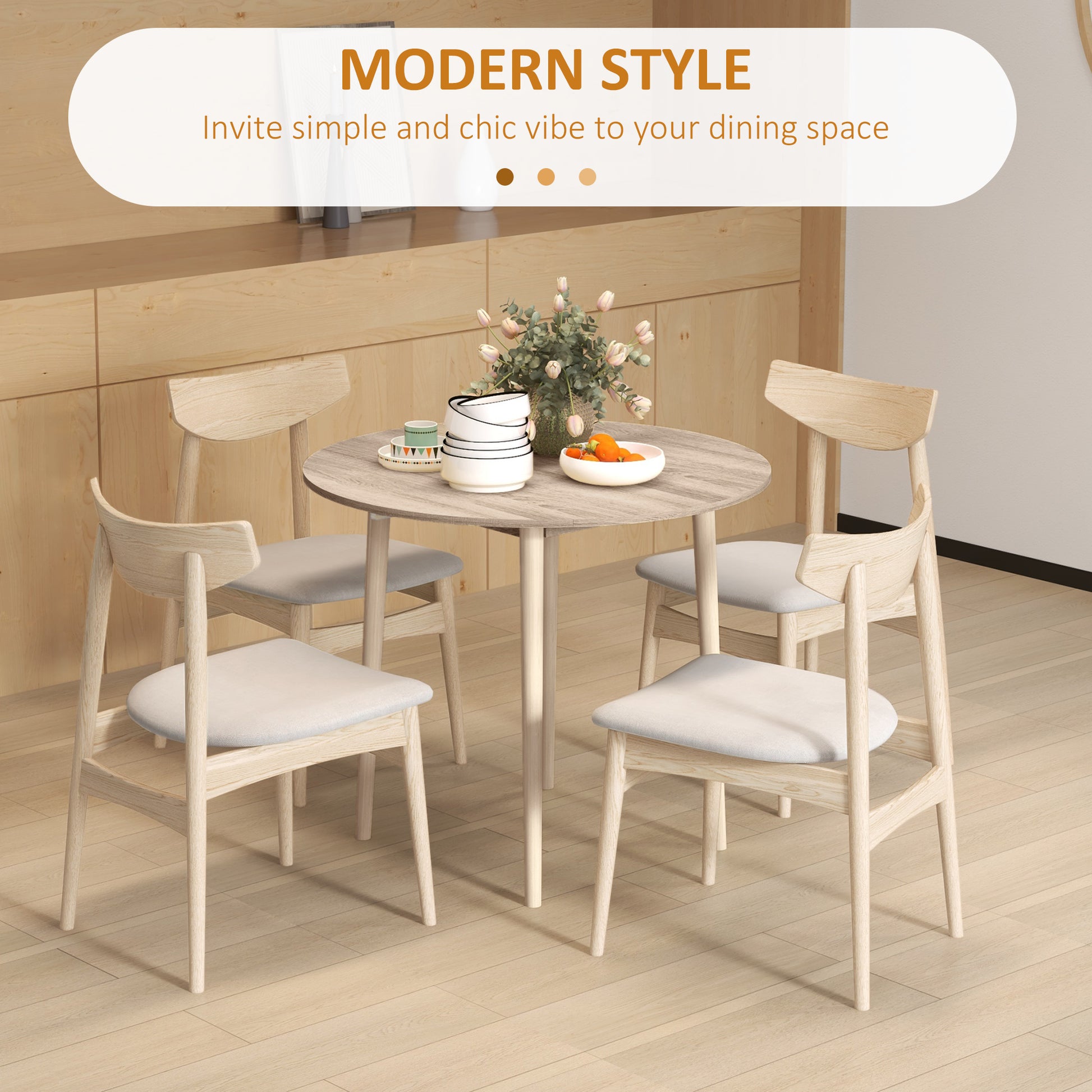 HOMCOM Space-Saving Round Drop Leaf Dining Table with Wood Legs for Small Kitchens - ALL4U RETAILER LTD