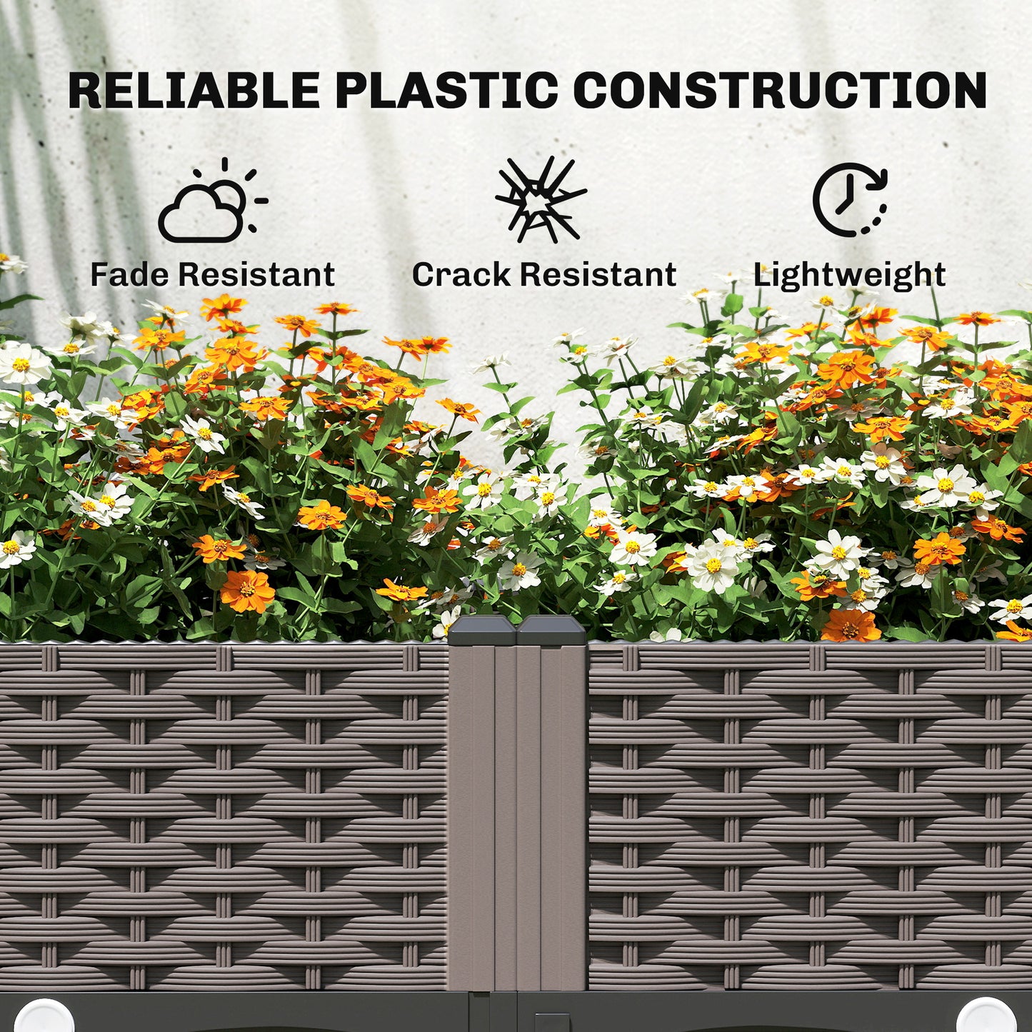 Outsunny Raised Garden Bed with Arch Trellis on Wheels Self Watering Planter Box with Side Trellis