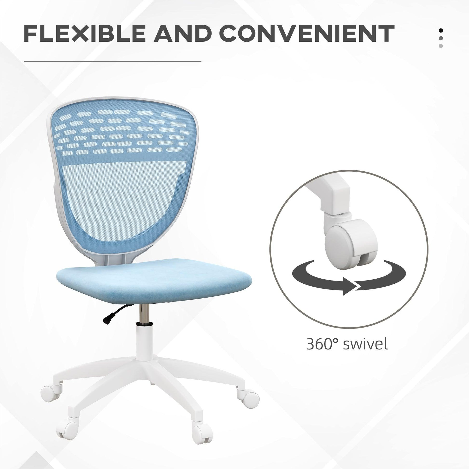 Vinsetto Mesh Office Chair, Blue, Swivel Wheels - ALL4U RETAILER LTD