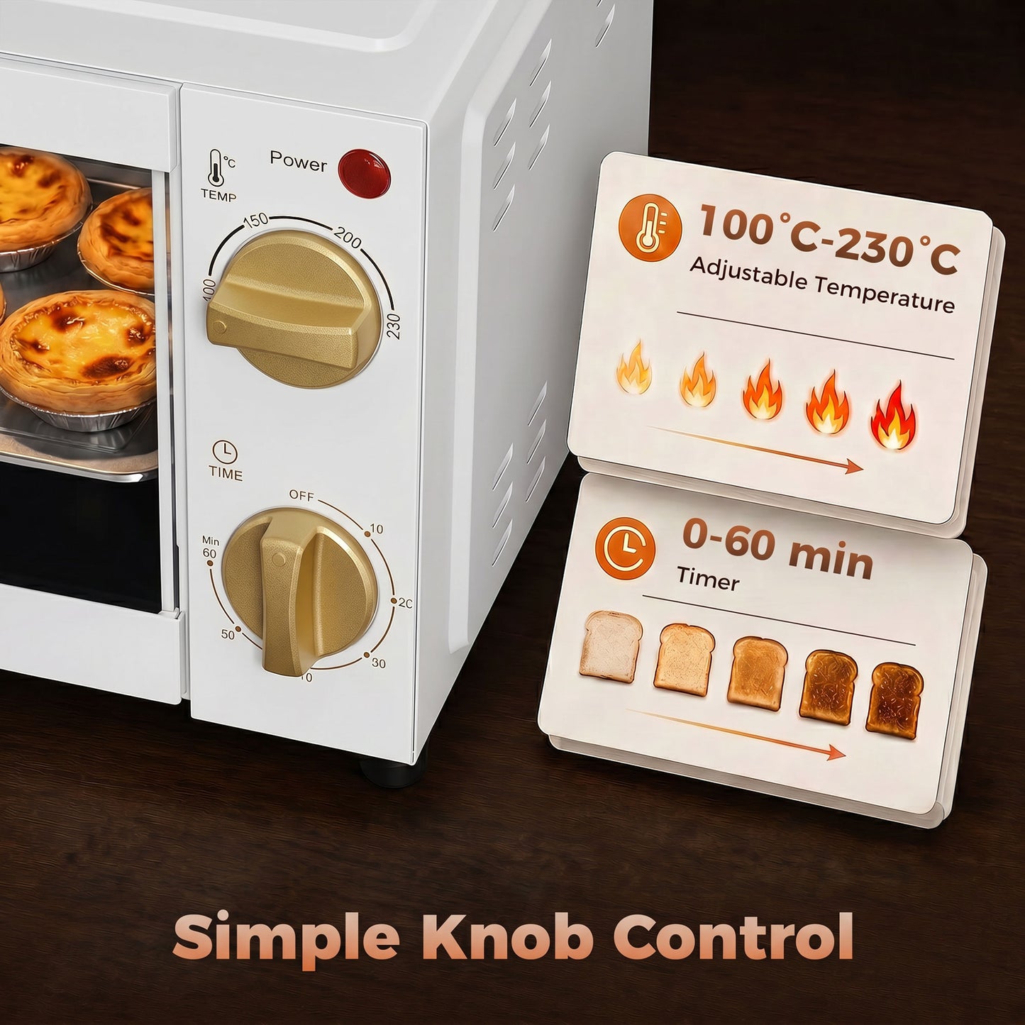 HOMCOM 9L Mini Toaster Oven With Adjustable Temperature And Timer 750W White Includes Wire Rack And Tray