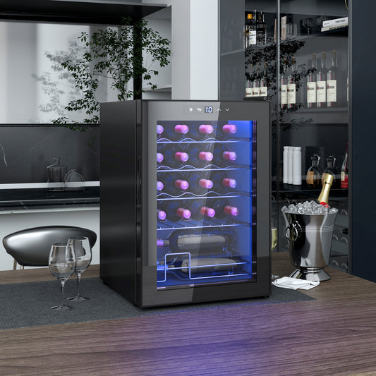 HOMCOM 20 Bottle Countertop Wine Fridge With Adjustable 5-18 Celsius Temperature Black