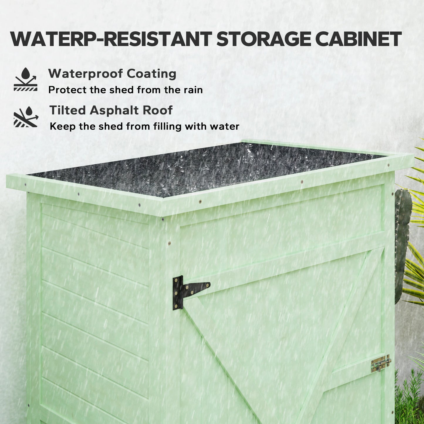 Outsunny Wooden Small Garden Shed With Shelves And Bolt Latch For Compact Tool Storage 75L x 56W x 115H CM Green