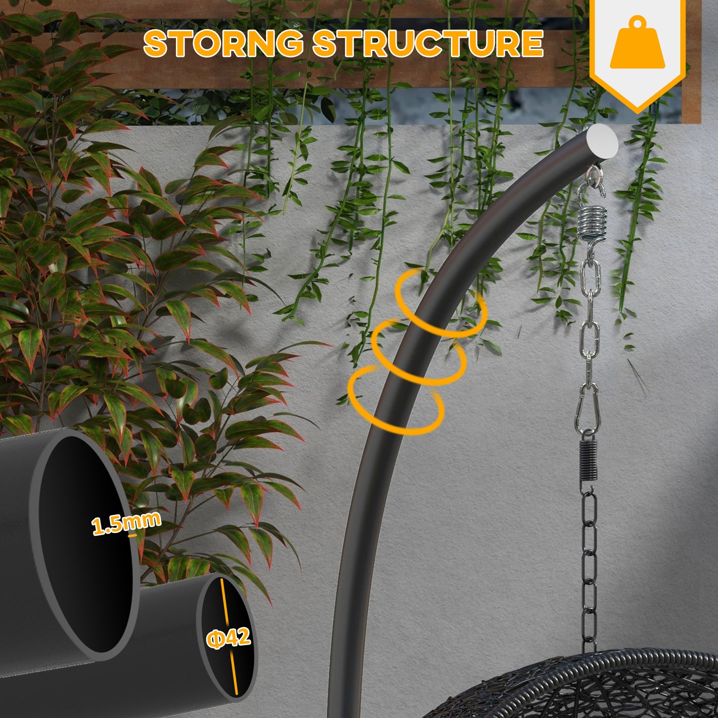 Outsunny Hanging Hammock Chair Stand With Base For Swing And Hammock Chair Indoor Outdoor Heavy Duty 330 Lbs Black
