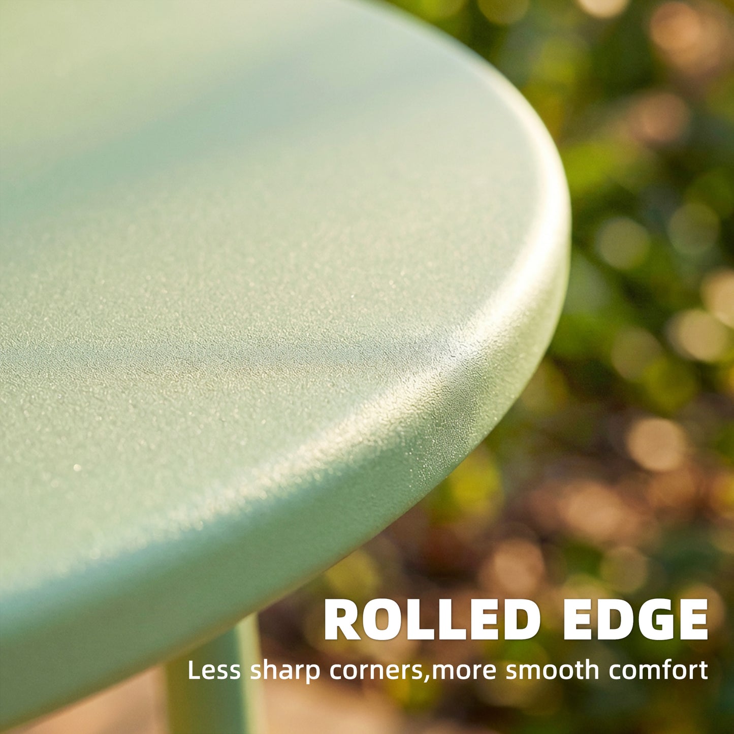 Outsunny 48 Cm Round Metal Outdoor Garden Side Table With Rolled Edge And Adjustable Foot Pads Rust Resistant Green