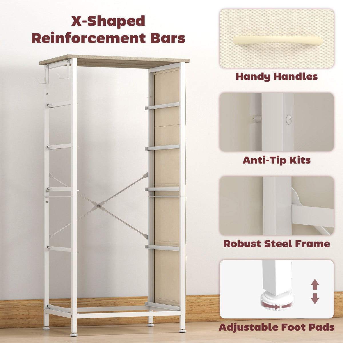 Homcom Chest of Drawers with 5 Fabric Drawers Steel Frame Storage Unit