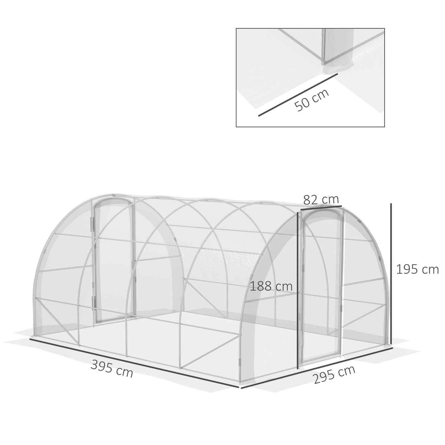 Outsunny Polytunnel Greenhouse Walk-in Grow House with PE Cover, Door and Galvanised Steel Frame, 4 x 3 x 2m, Clear - ALL4U RETAILER LTD