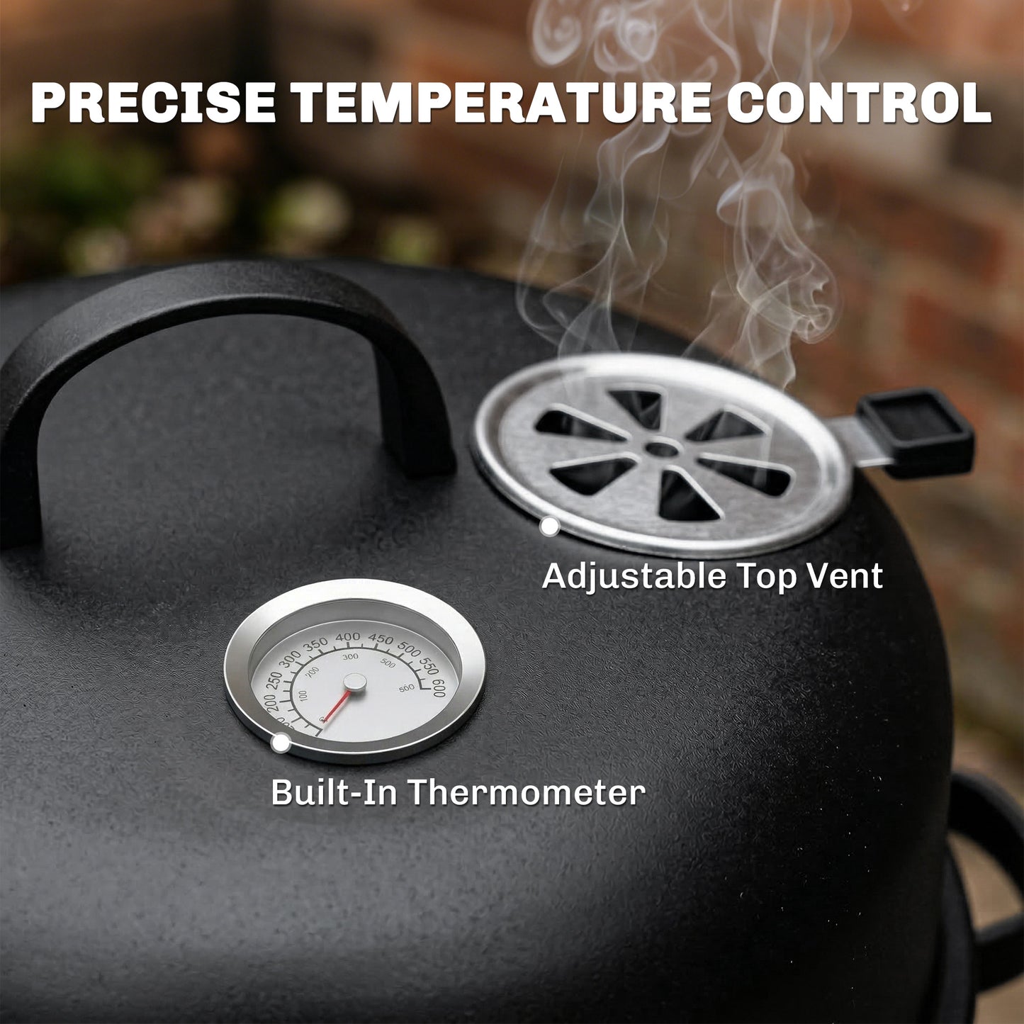 Outsunny 3-In-1 Vertical Charcoal Smoker With Two Grill Grates Built-In Thermometer Adjustable Vent And Two Doors