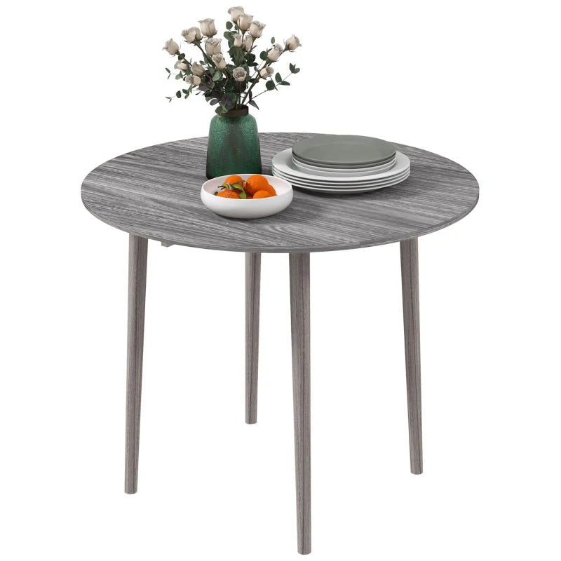 HOMCOM Folding Round Drop Leaf Dining Table for 4, Modern Space-Saving Kitchen Table with Wood Legs, Grey - ALL4U RETAILER LTD