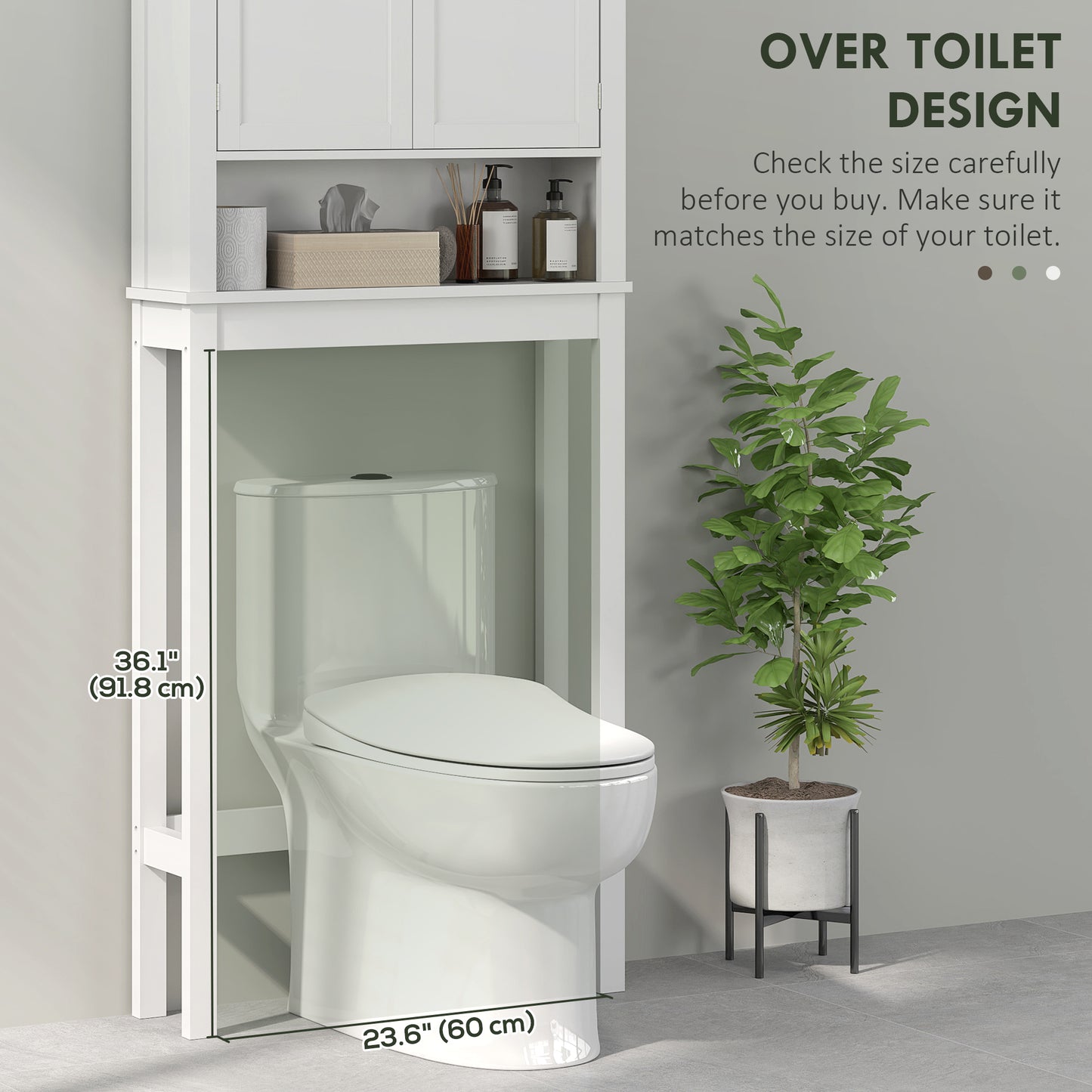 HOMCOM Over Toilet Cabinet With Adjustable Middle Shelf White Bathroom Storage Organizer For Laundry