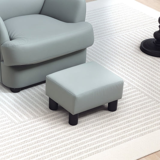 Homcom Pu Leather Footstool With Four Plastic Legs Grey Cushioned Stool For Living Room Supports Up To 110kg