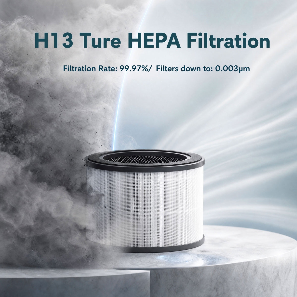 HOMCOM H13 HEPA Replacement Filter for Air Purifier with Activated Carbon 2 Pack