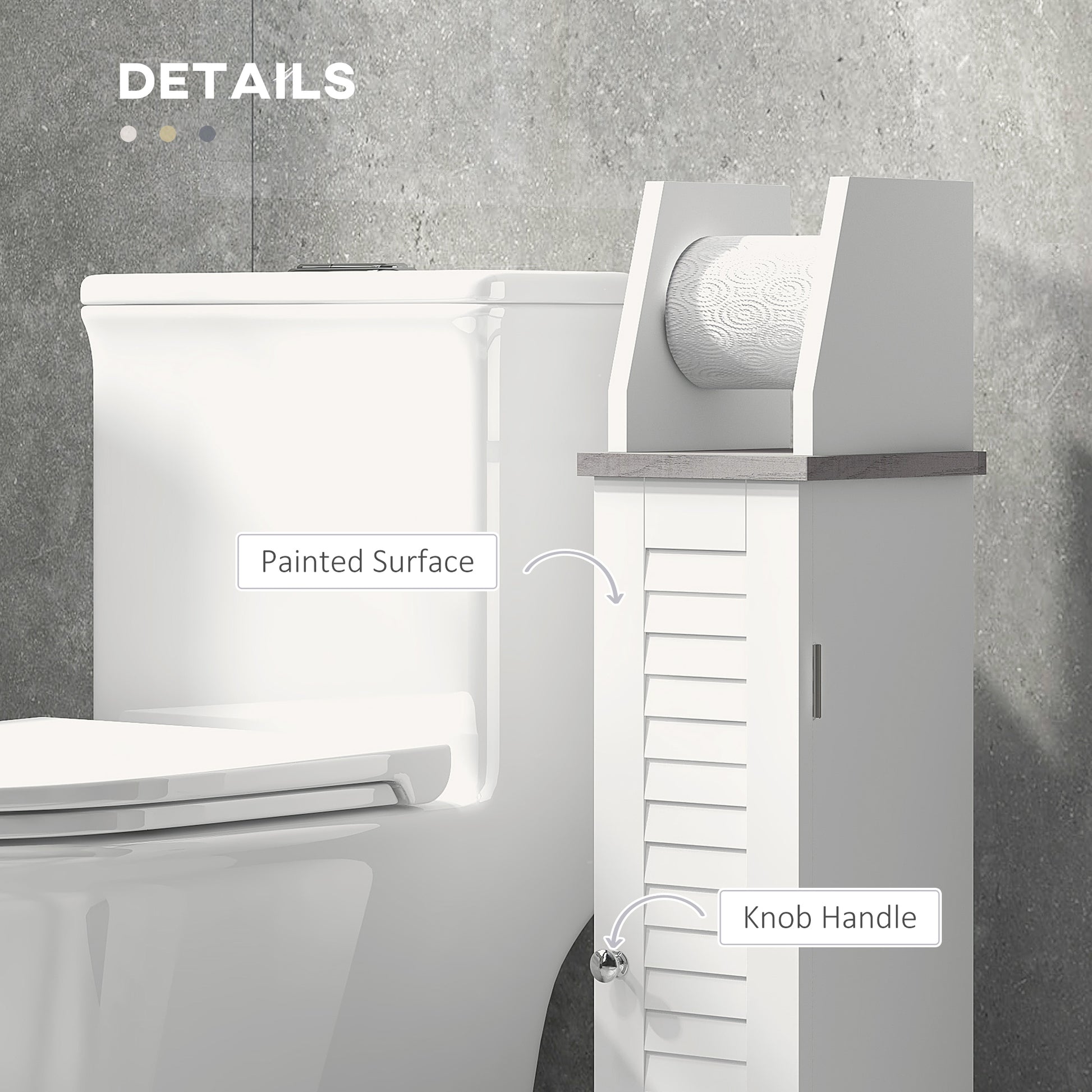 Kleankin Sleek White Bathroom Storage Cabinet with Adjustable Shelf and Toilet Roll Holder - ALL4U RETAILER LTD