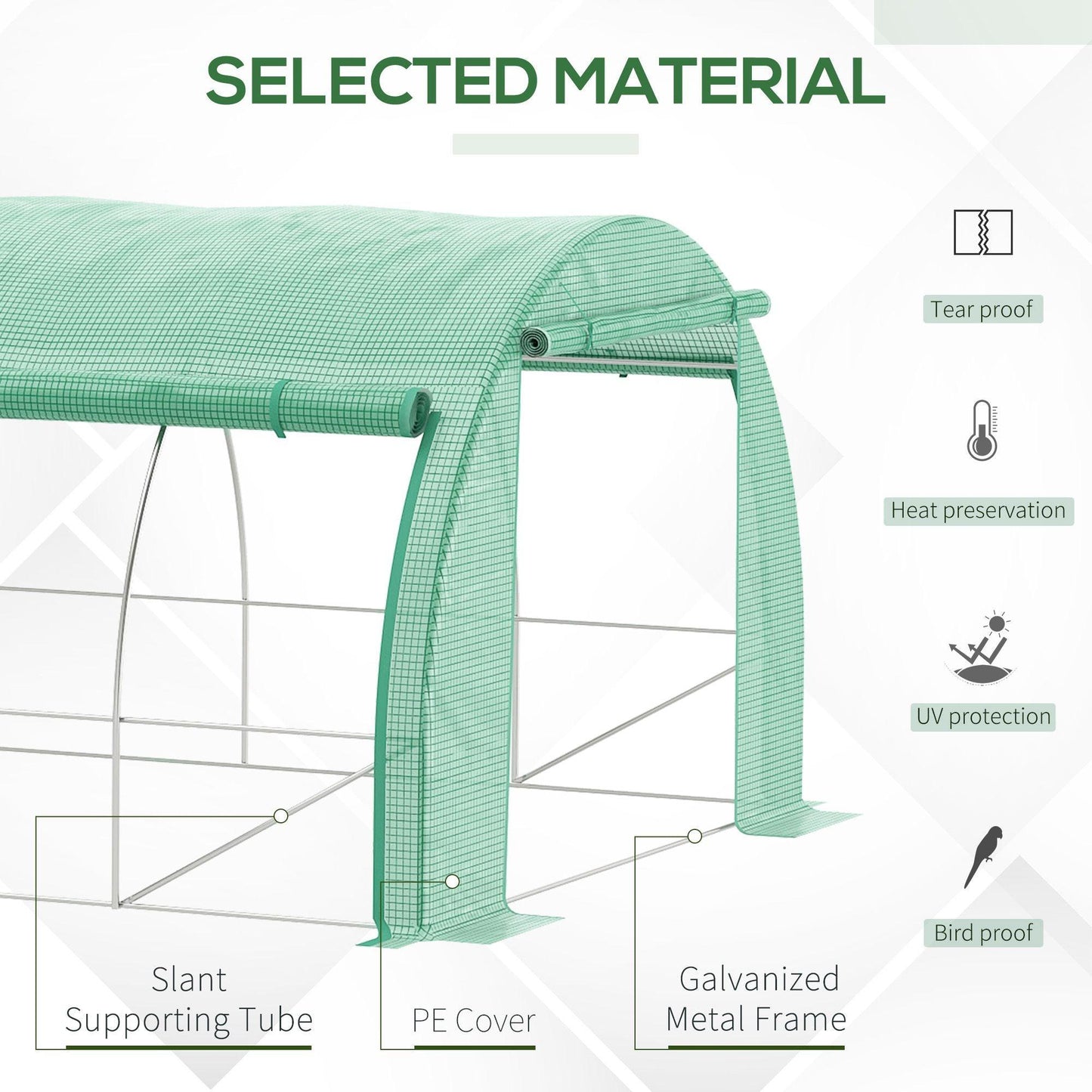 Outsunny 4 x 3 x 2 m Polytunnel Greenhouse Pollytunnel Tent Steel Frame Green - ALL4U RETAILER LTD