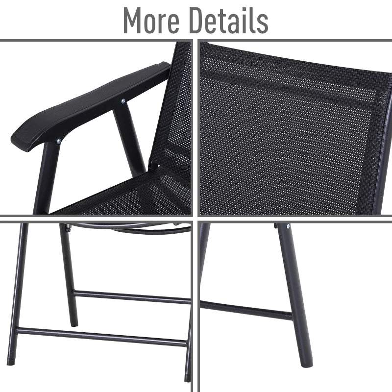 Outsunny 4-PCS Garden Armchairs Outdoor Patio Folding Modern Furniture, Black - ALL4U RETAILER LTD