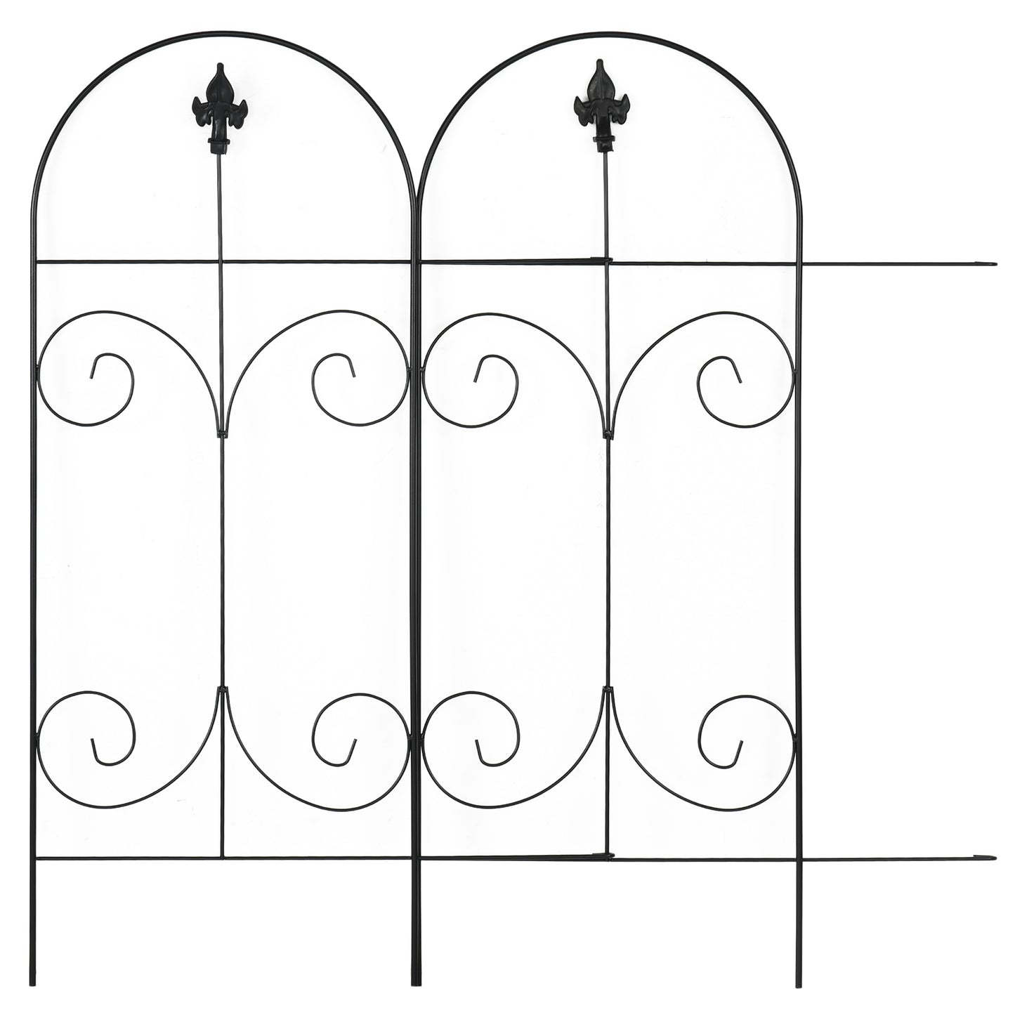 Outsunny Decorative Garden Fencing 16 Pcs 44 Inch By 25 Foot Outdoor Picket Fence Panels Rustproof Metal Border Black